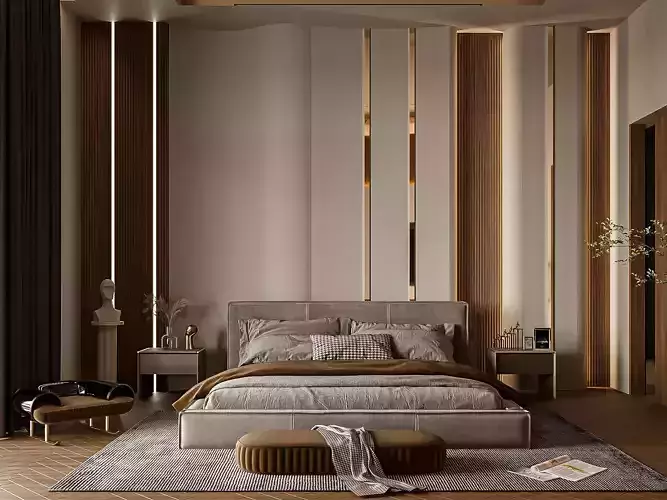 Master Bedroom Luxury Minimalist 3D Model 