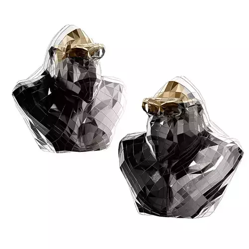 Modern cyberpunk orangutan bust sculpture ornament