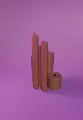 Decorative candles in a minimalist style 3D model