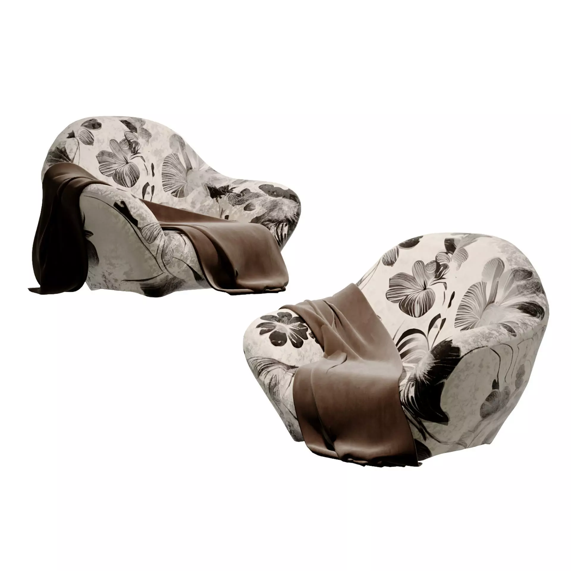 French retro lazy sofa Lounge chairs 3D model_0