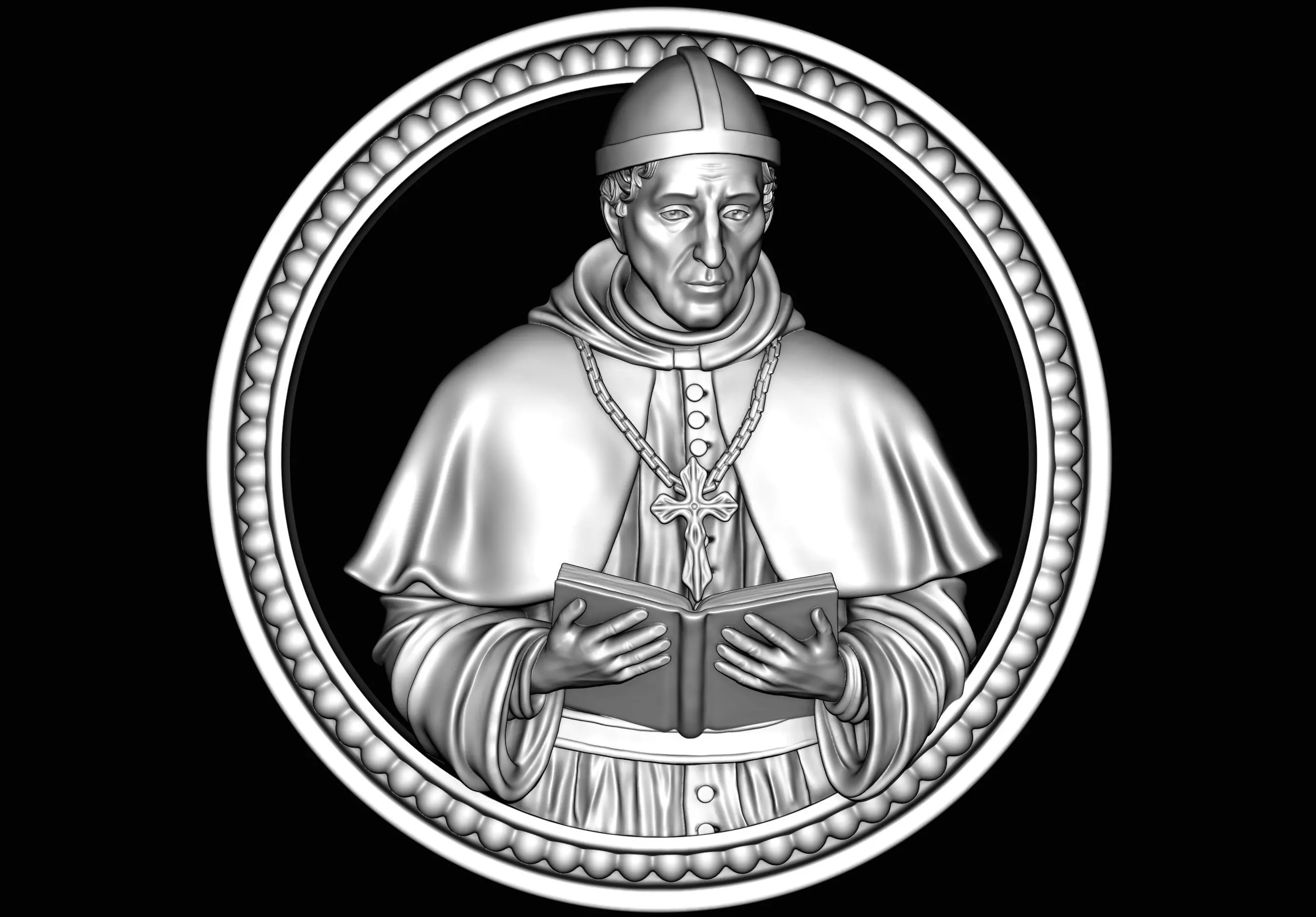 Saint Pope Gregory The Great Bas Relief Pendant 3D print model