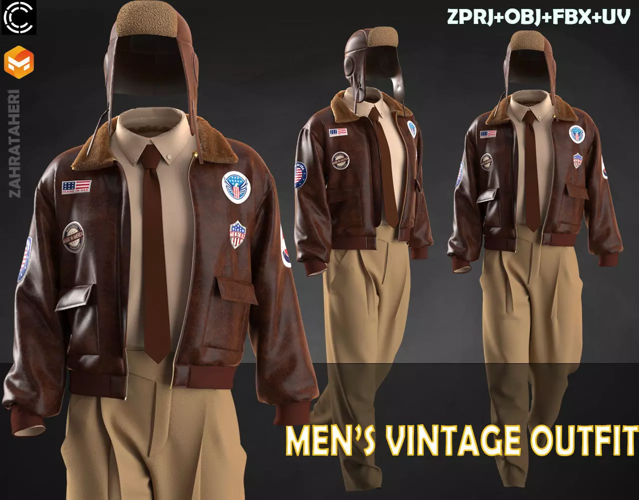 MENS VINTAGE OUTFIT 3D model