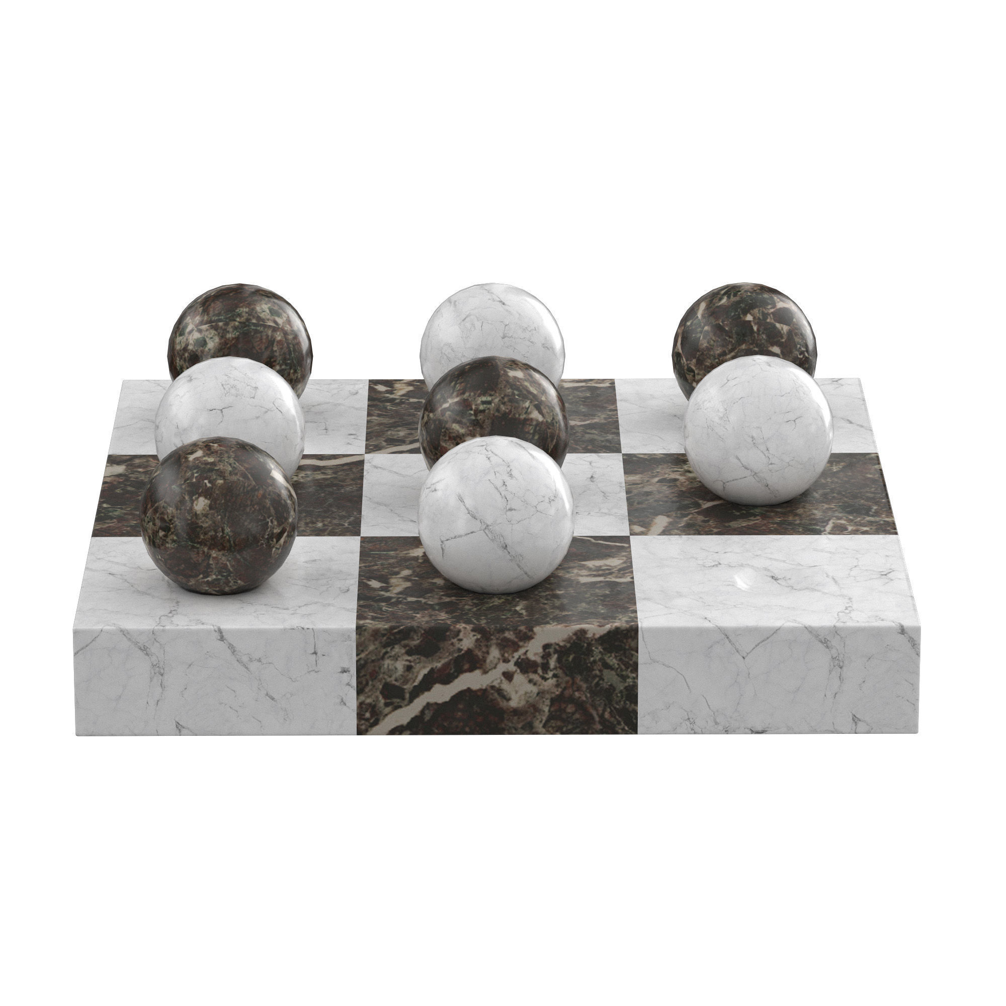 Italian Brown Marble Tic Tac Toe Set 3D model_2