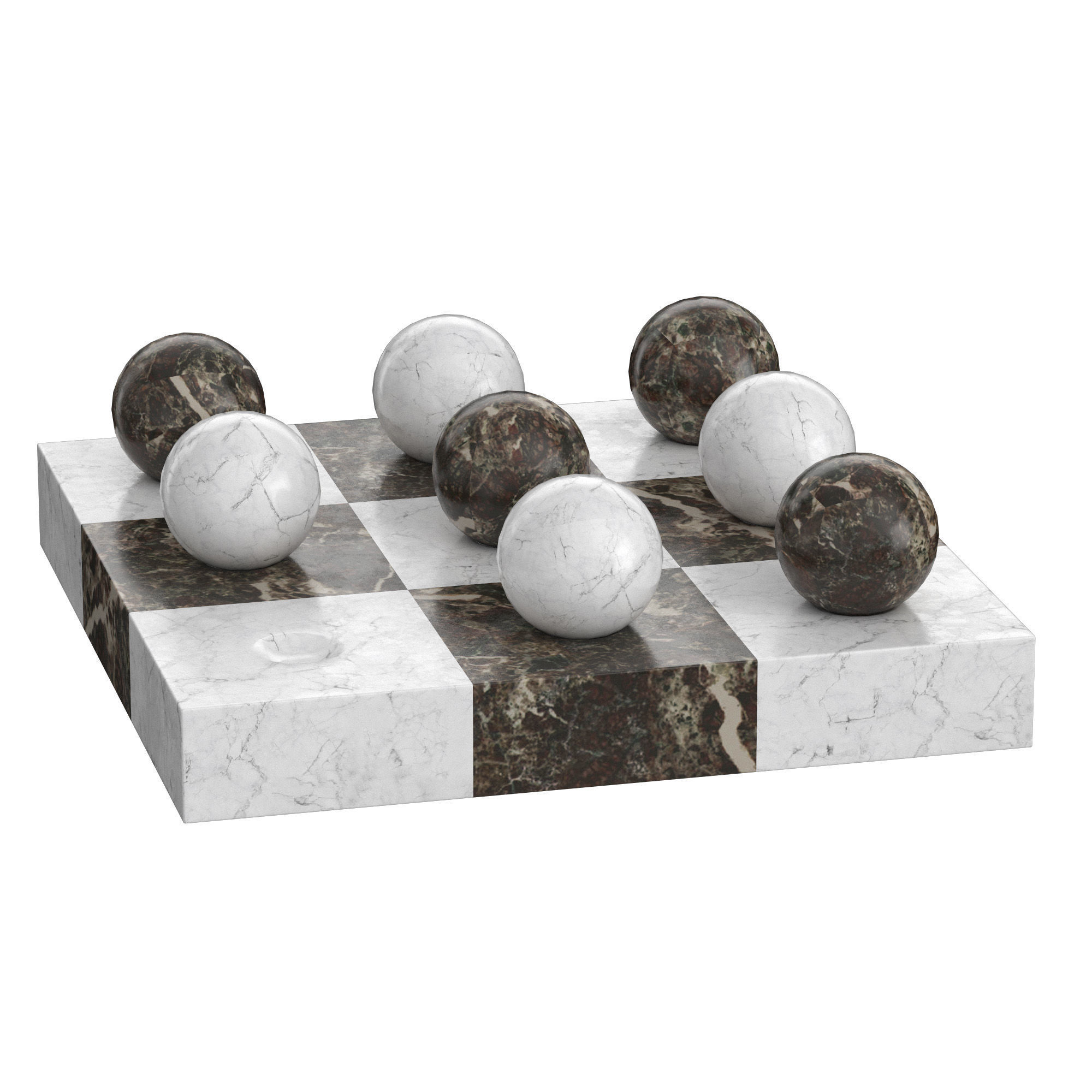 Italian Brown Marble Tic Tac Toe Set 3D model_3