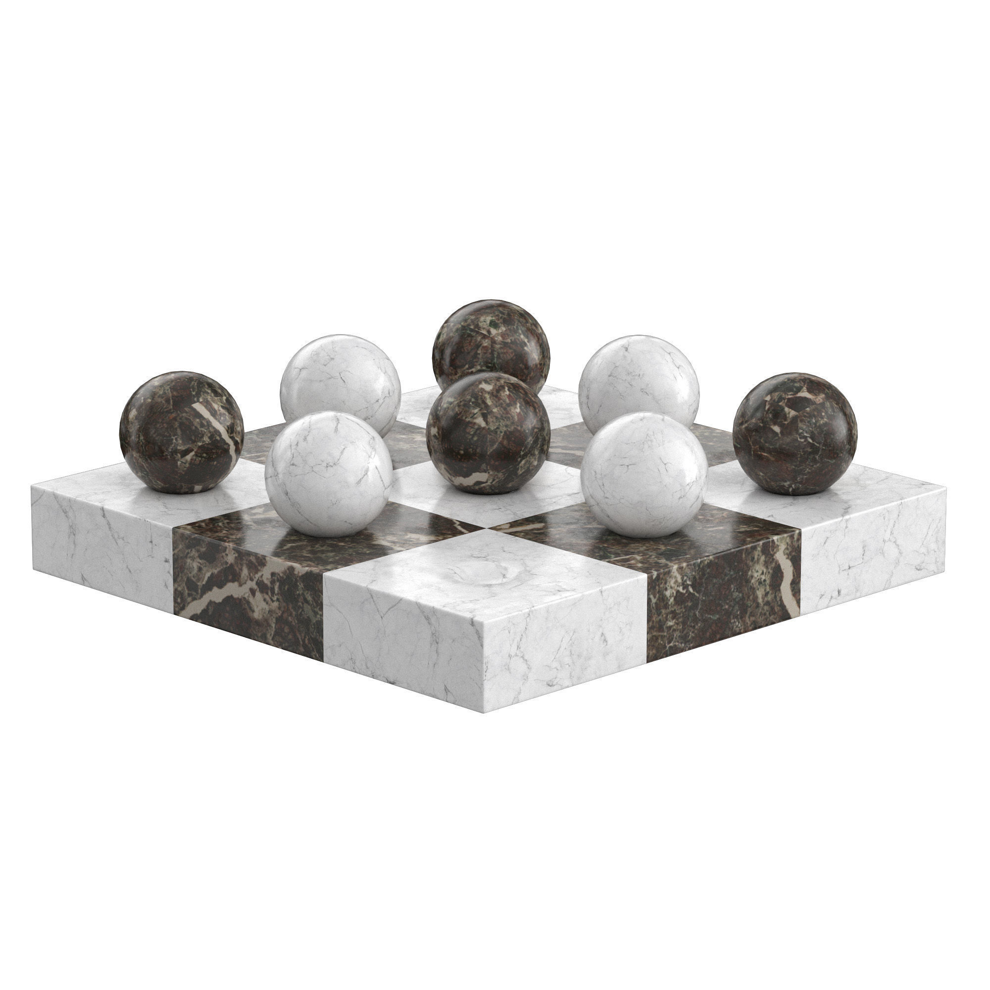 Italian Brown Marble Tic Tac Toe Set 3D model_1