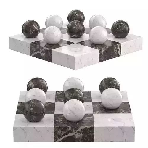 Italian Brown Marble Tic Tac Toe Set 3D model