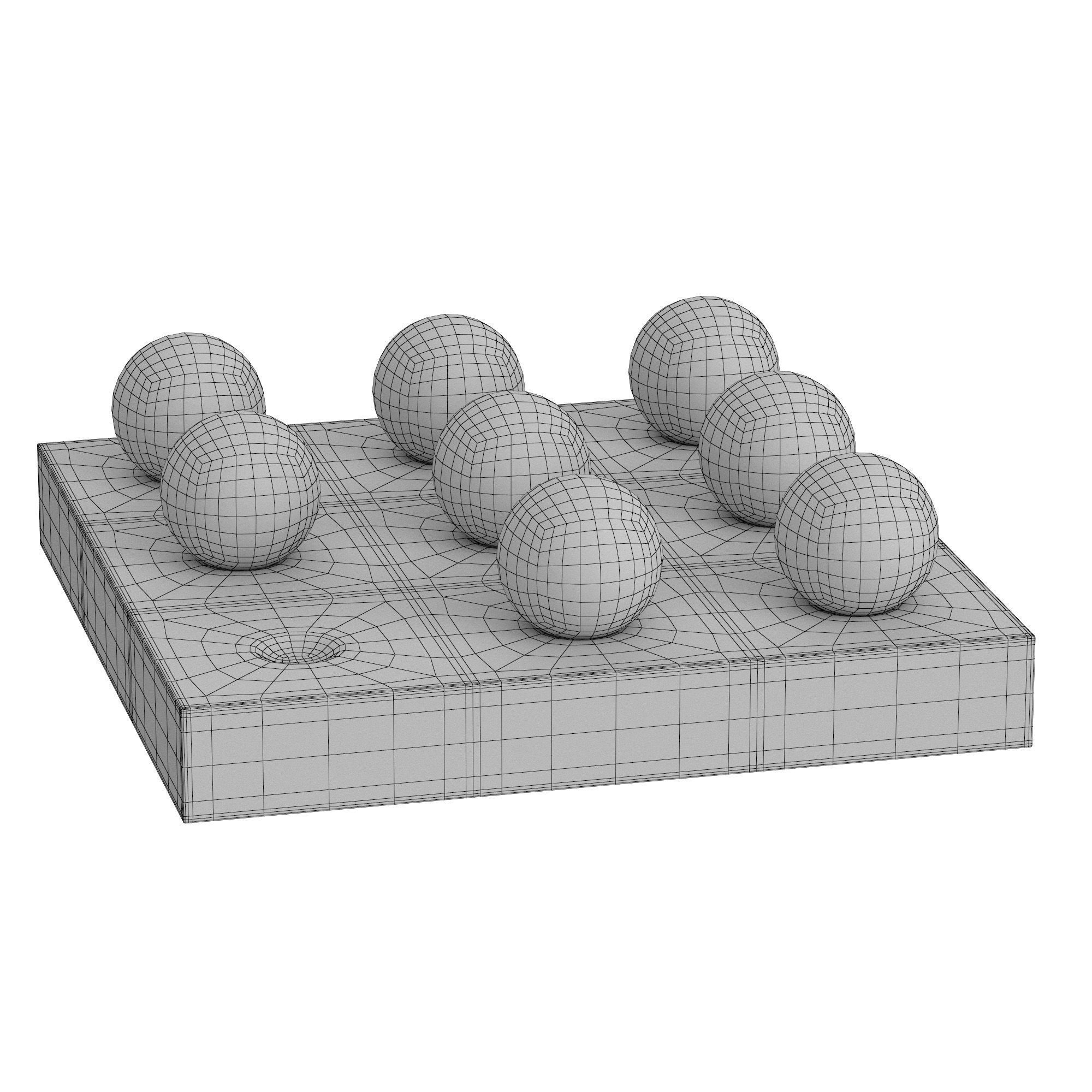 Italian Brown Marble Tic Tac Toe Set 3D model_4