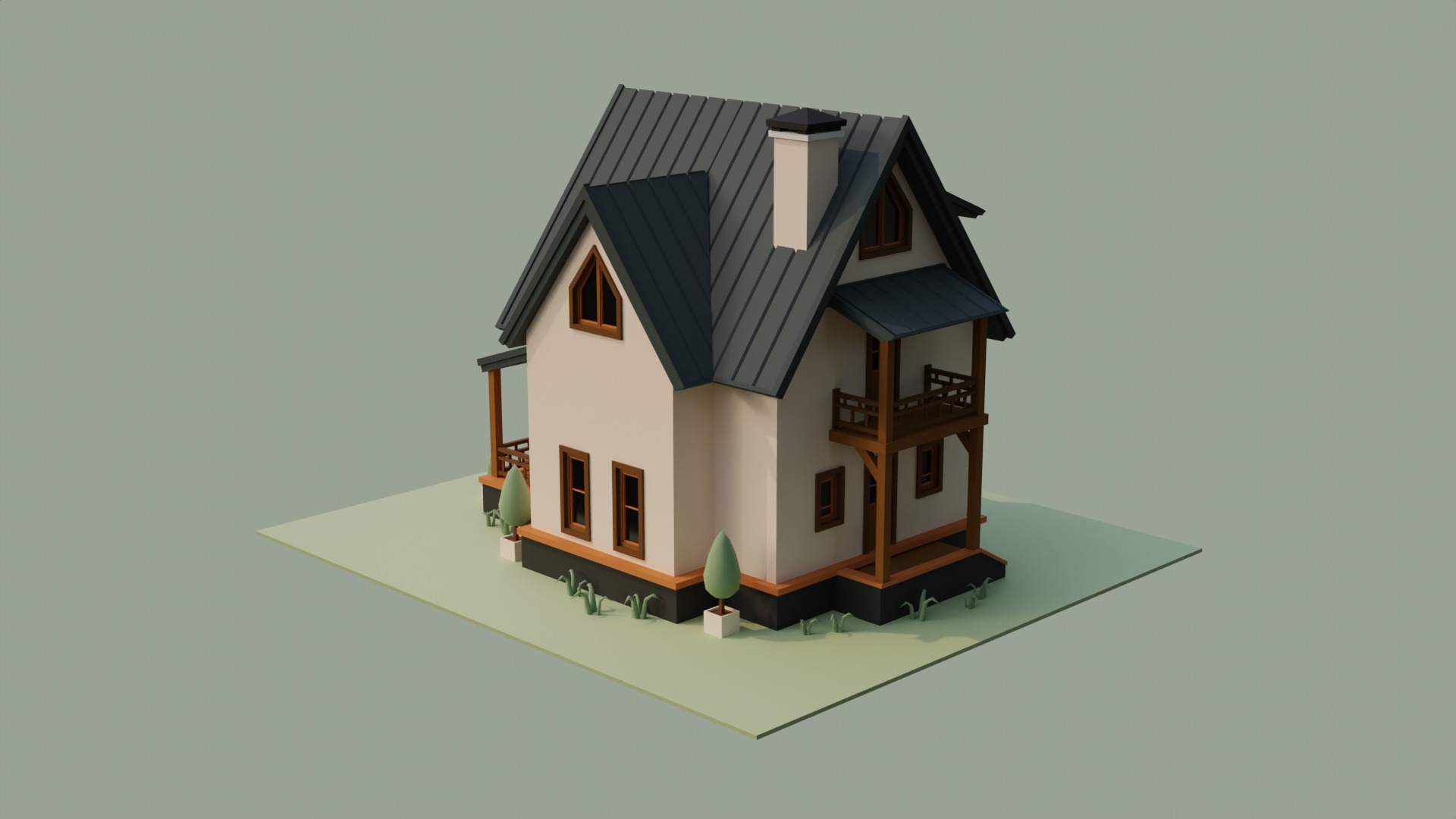 Low Ploy House III Low-poly 3D model_8