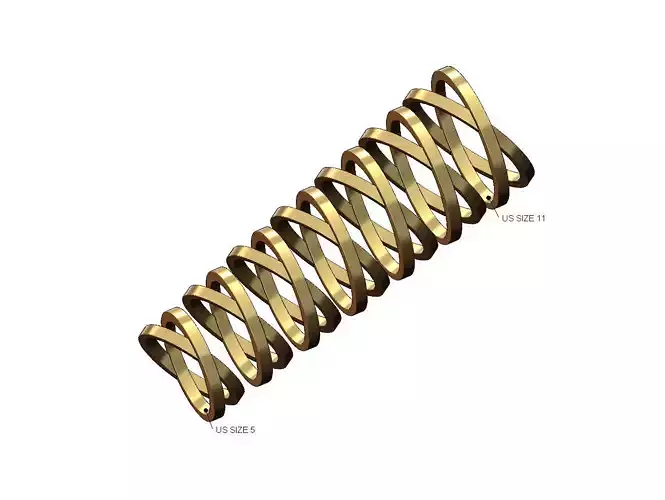 Square wire double interlocking hoop ring US sizes 5to11 3D print model