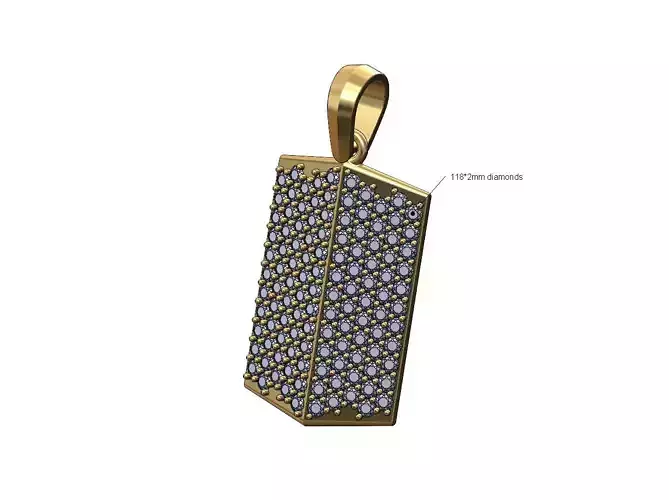 Iced diamond faceted conical marquise dogtag pendant with bail 3D print model