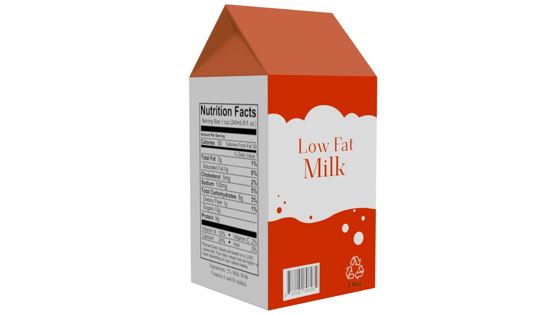 Milk Cartoon Low-poly 3D model_4