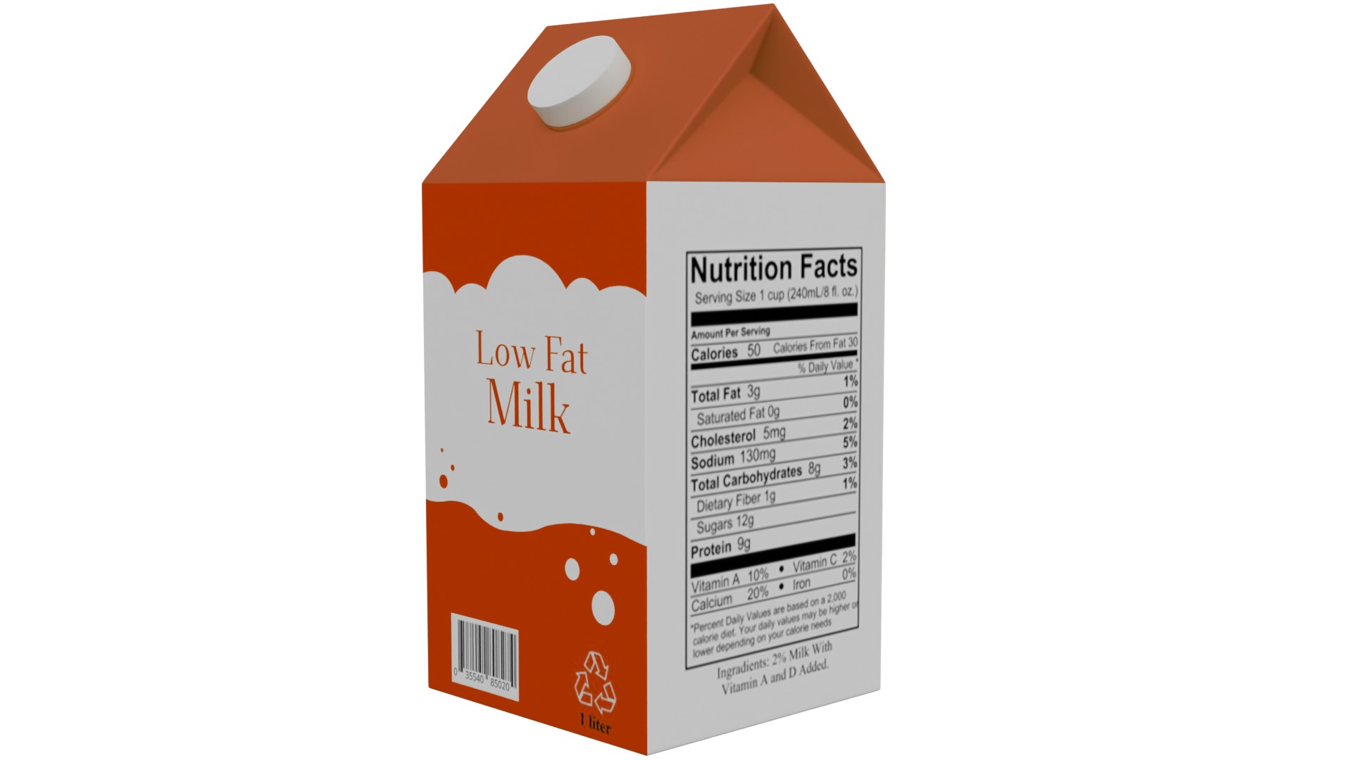 Milk Cartoon Low-poly 3D model_2