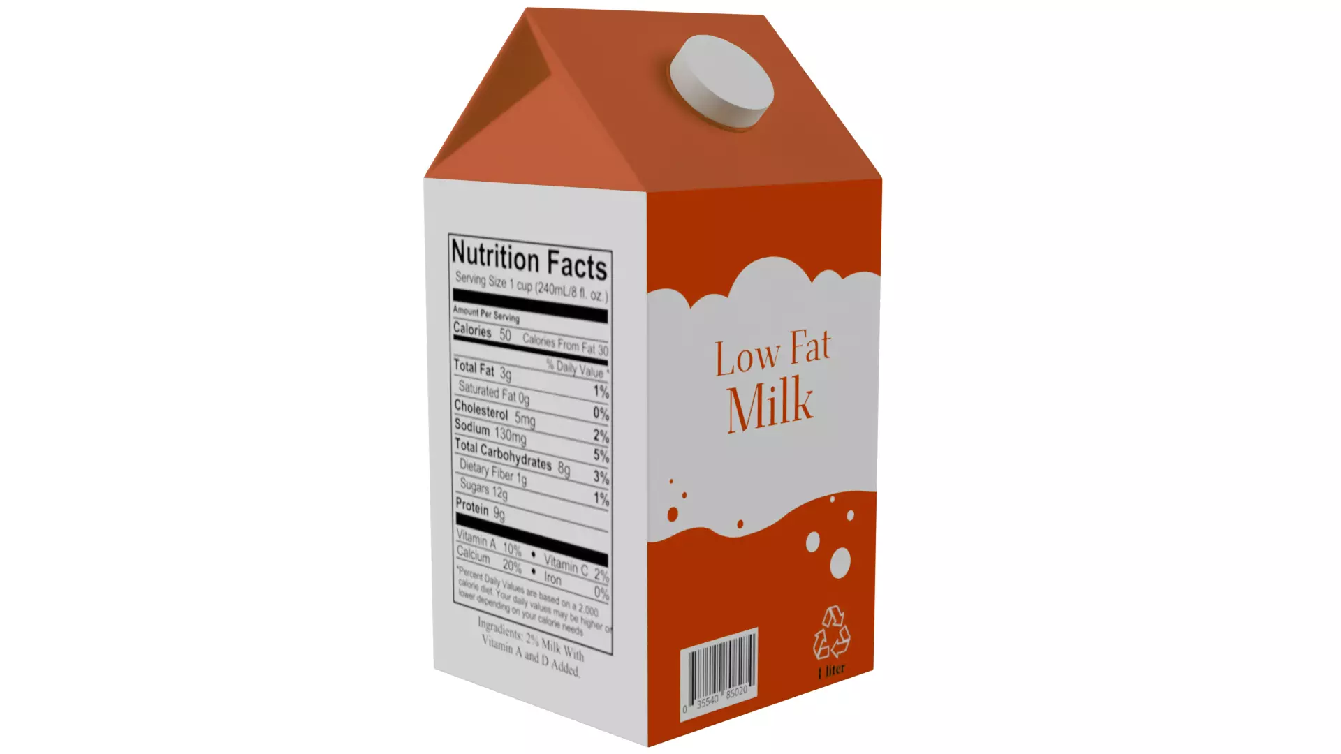 Milk Cartoon Low-poly 3D model_0