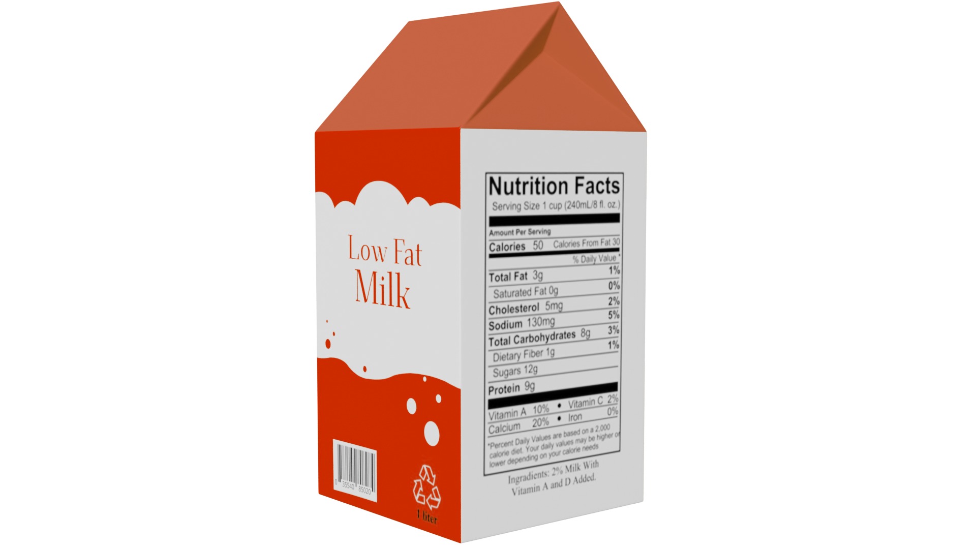 Milk Cartoon Low-poly 3D model_6