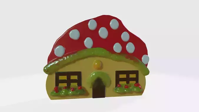 Fantasy Toddstool House Facade High Poly