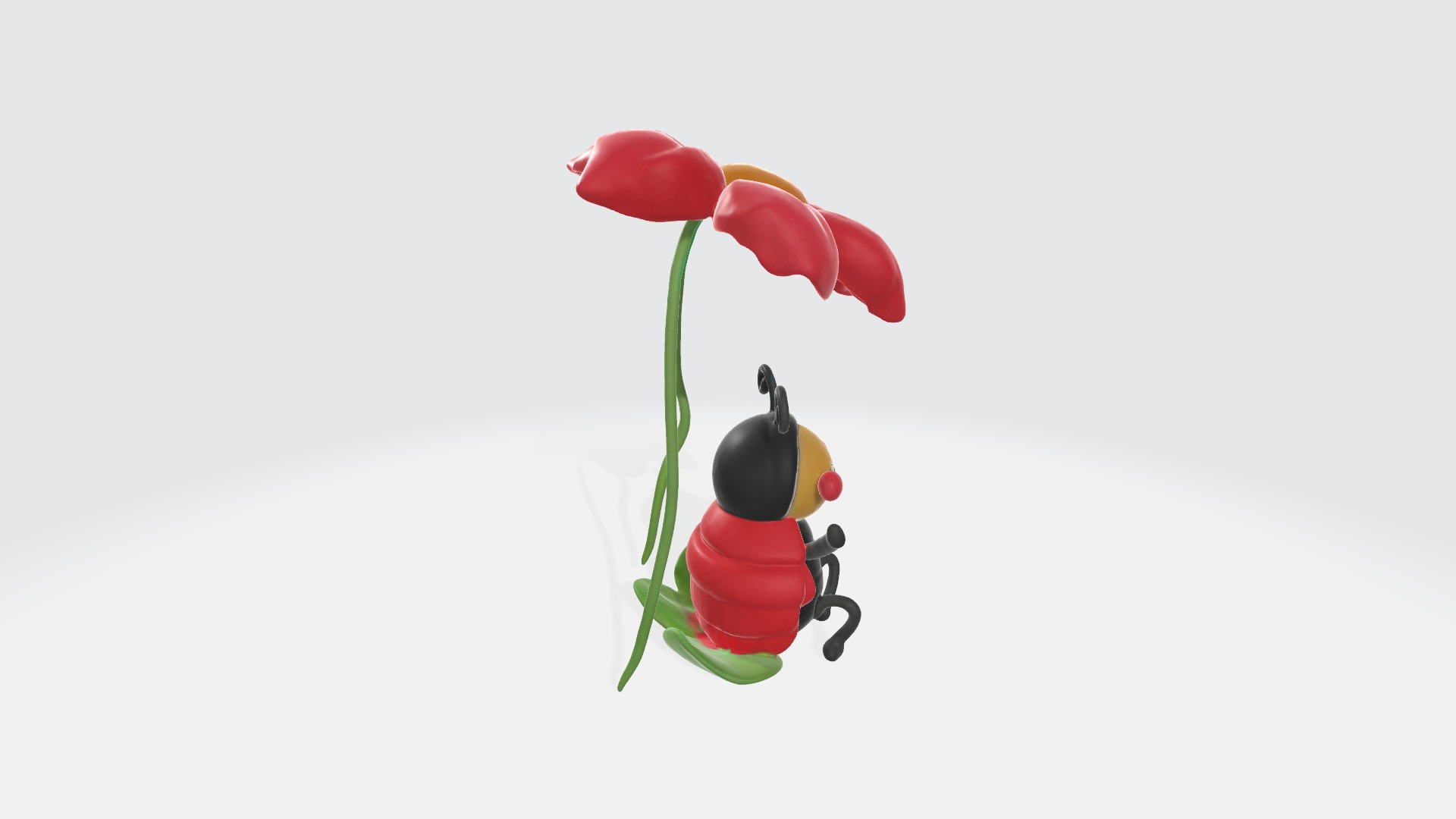 Cute Ladybug Emma on a Flower Wing High Poly 3D model_5