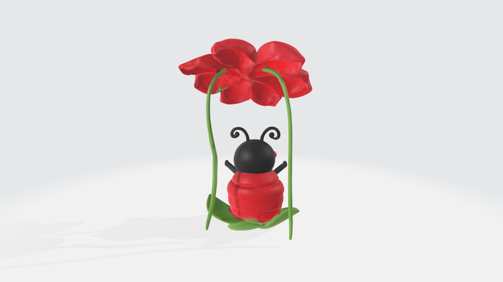 Cute Ladybug Emma on a Flower Wing High Poly 3D model_4