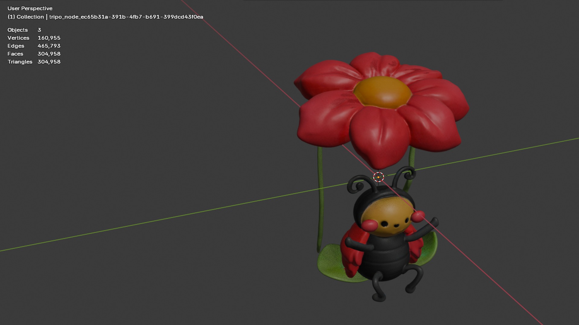 Cute Ladybug Emma on a Flower Wing High Poly 3D model_7
