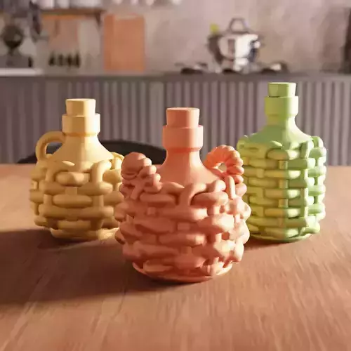 Wicker Bottles Decor STL File - 188 3D print model