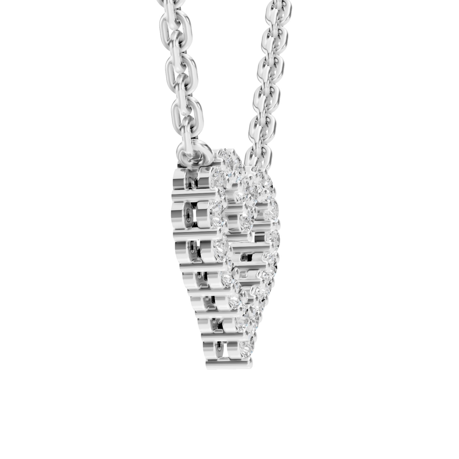 Diamond Heart Necklace 3D print model_4