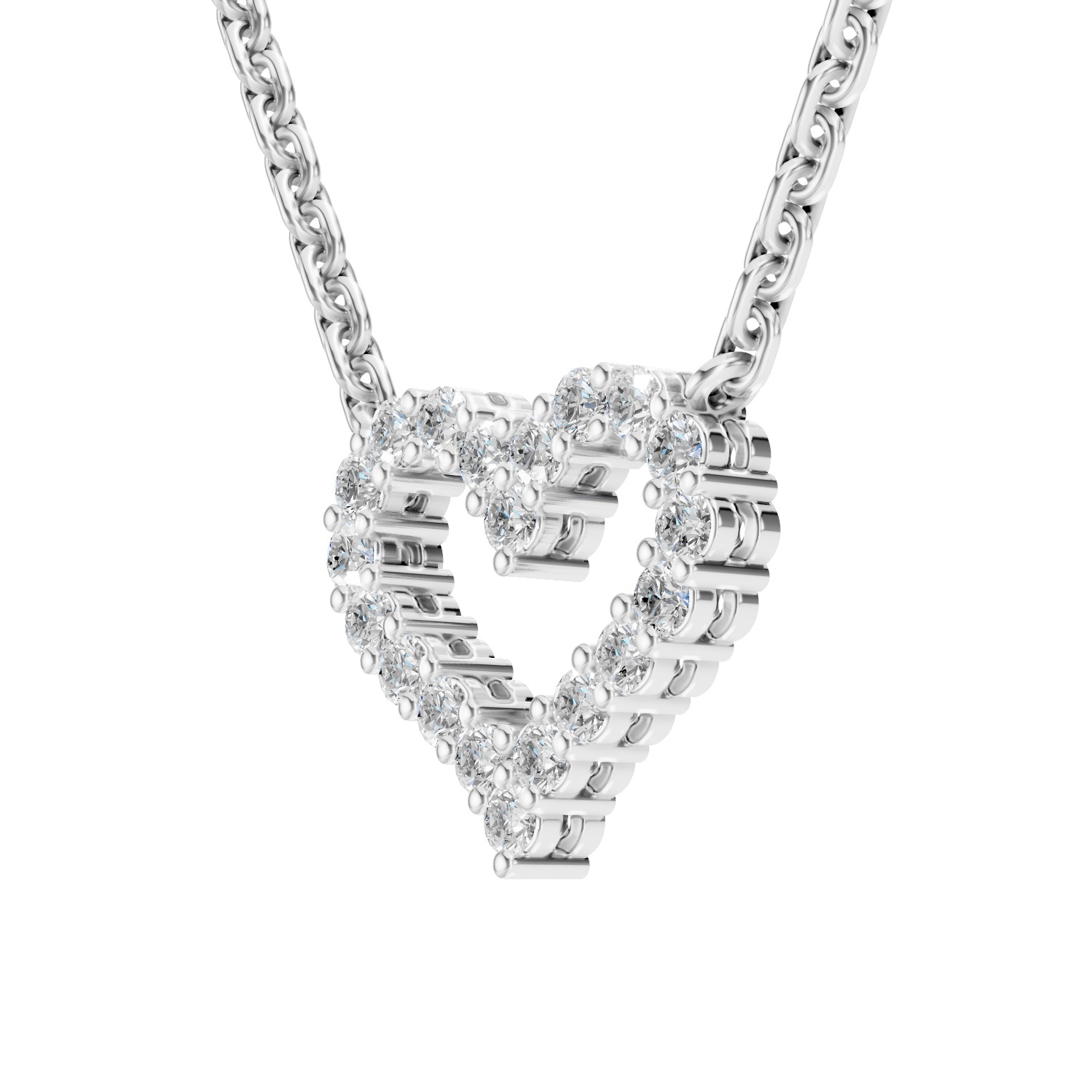 Diamond Heart Necklace 3D print model_1