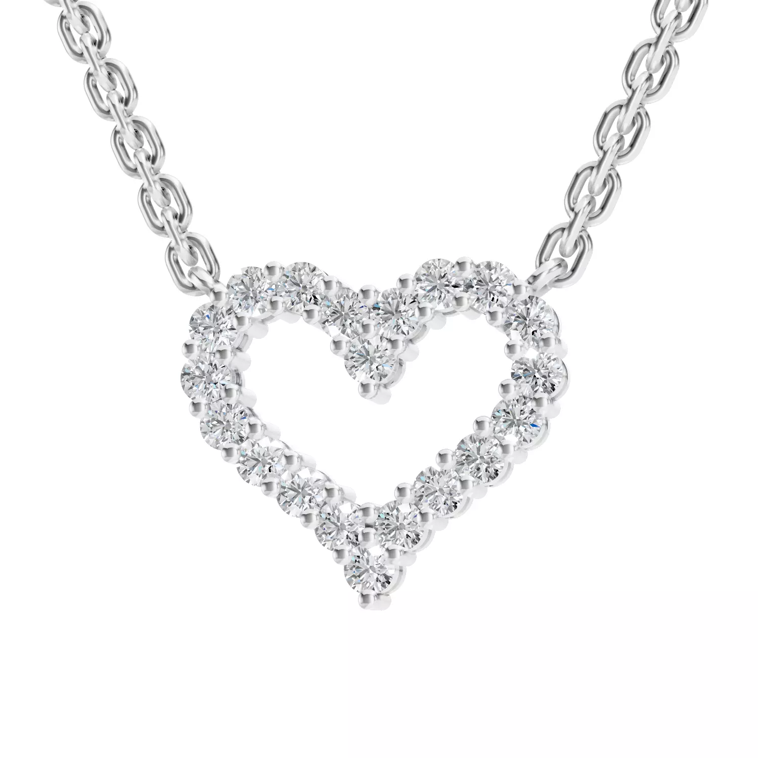 Diamond Heart Necklace 3D print model_0