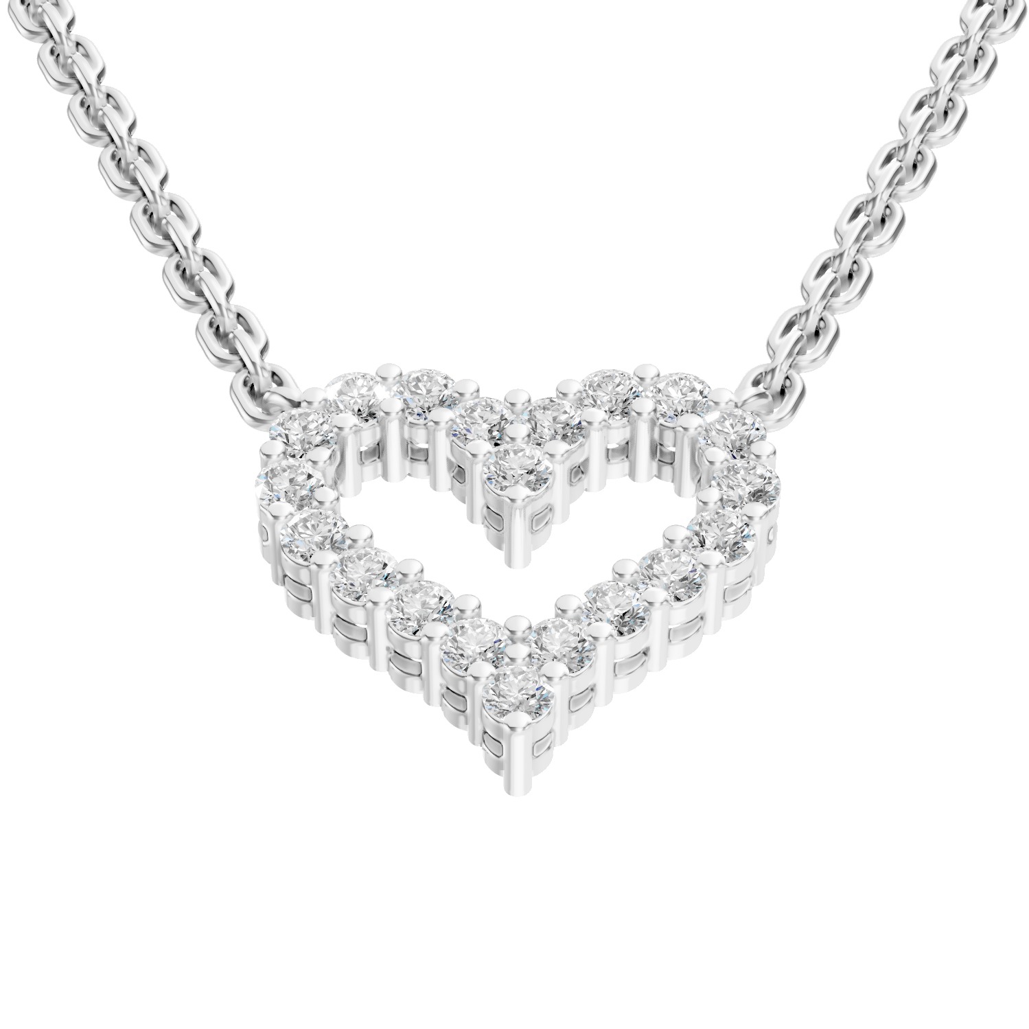 Diamond Heart Necklace 3D print model_2