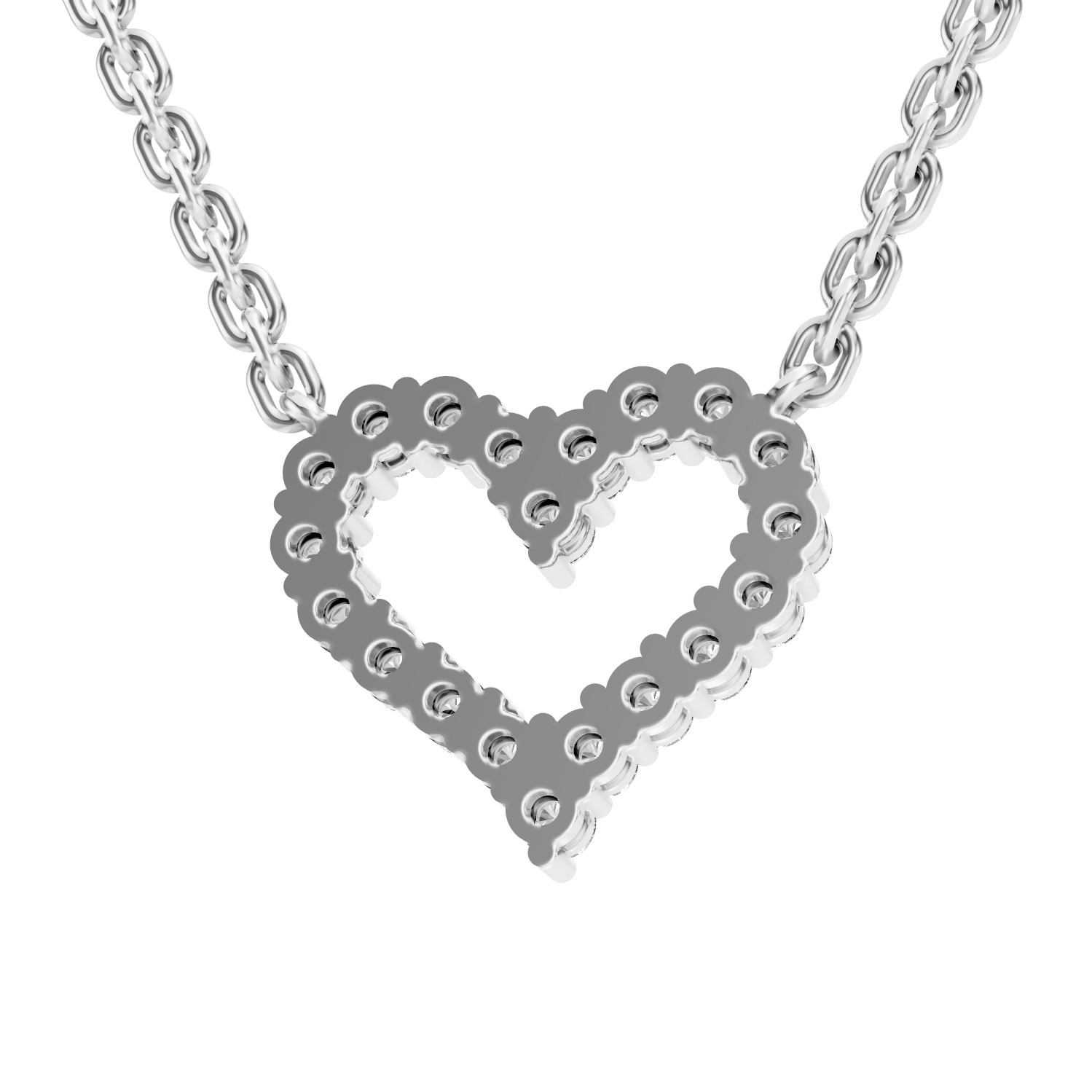 Diamond Heart Necklace 3D print model_5