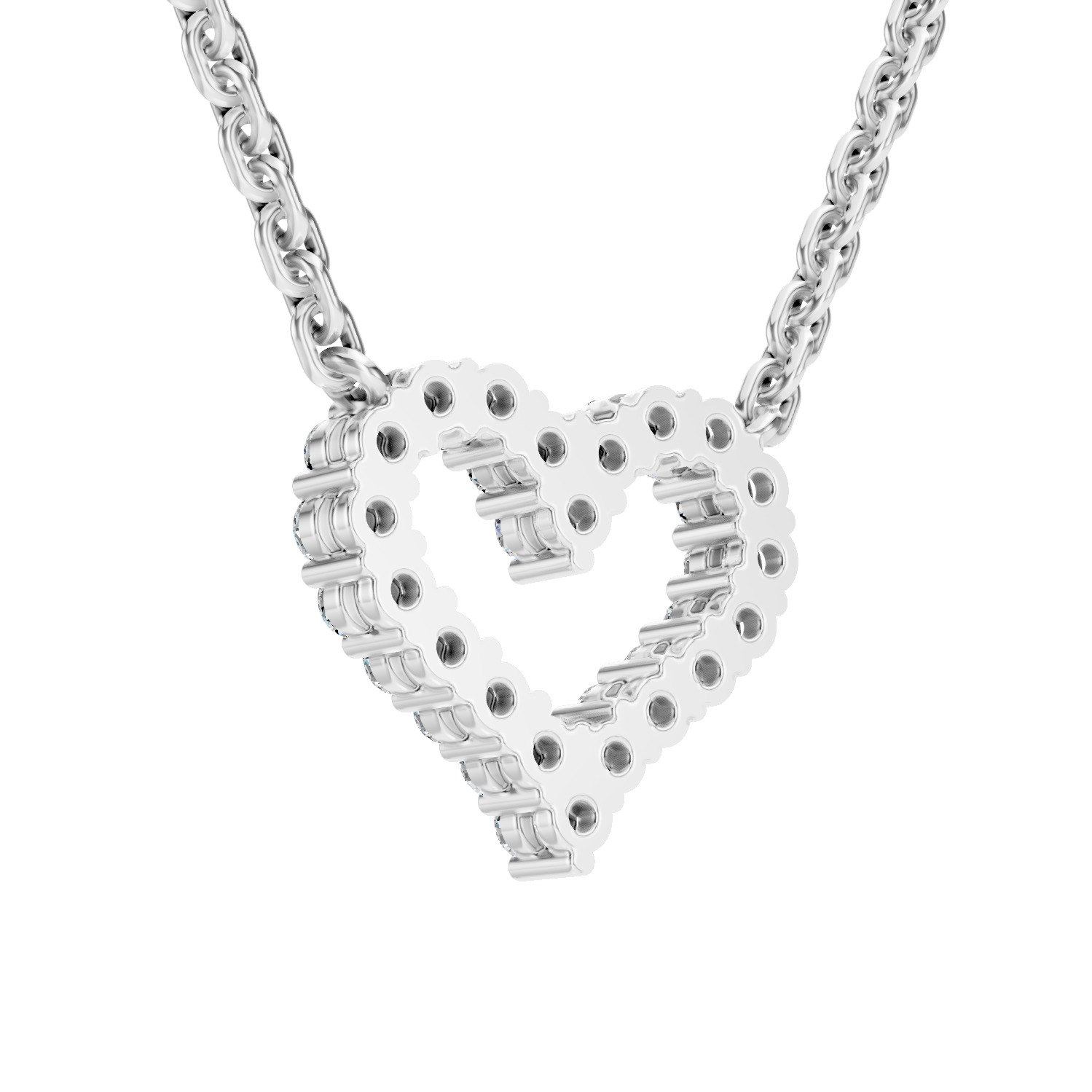 Diamond Heart Necklace 3D print model_3