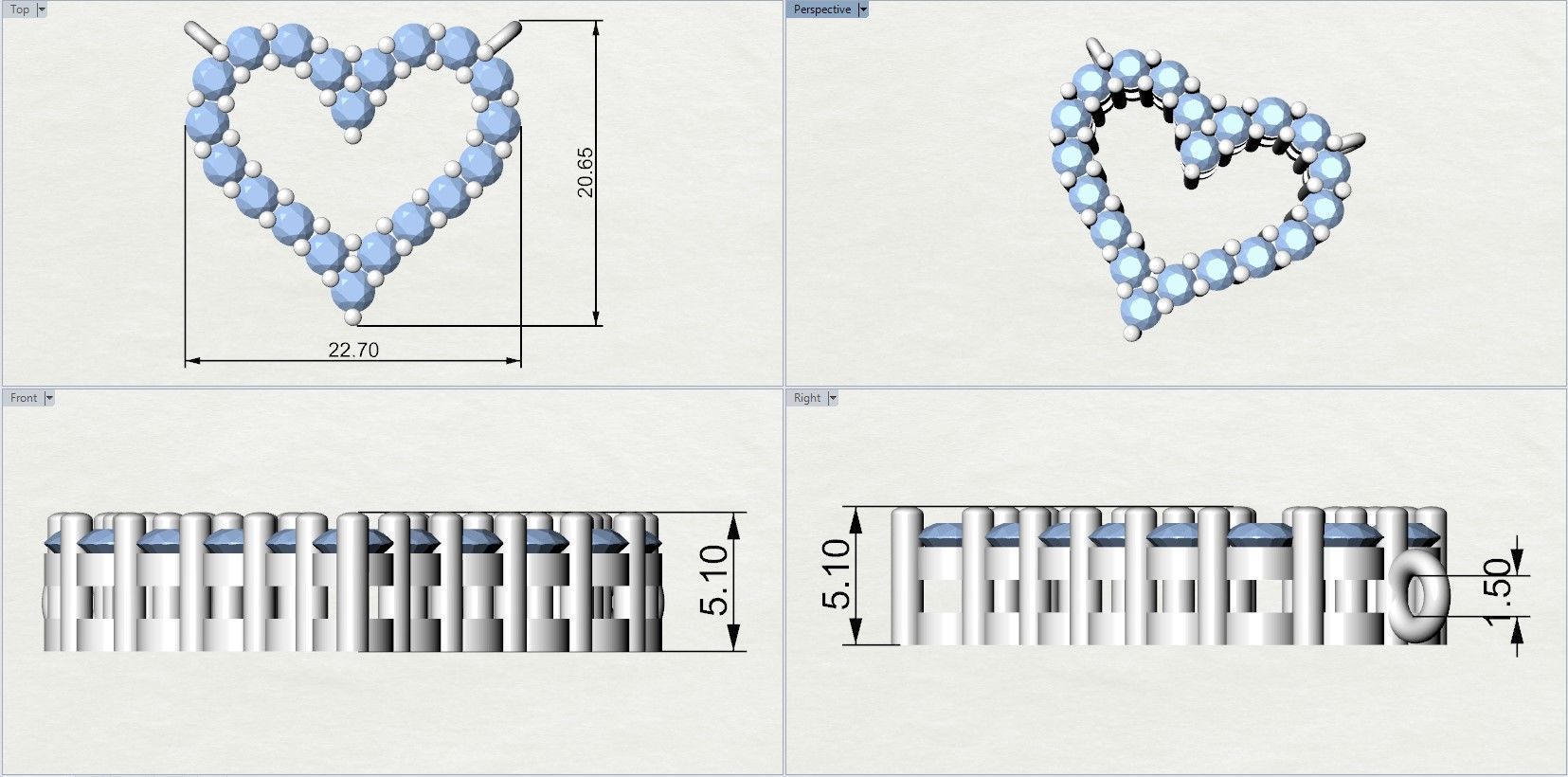 Diamond Heart Necklace 3D print model_7