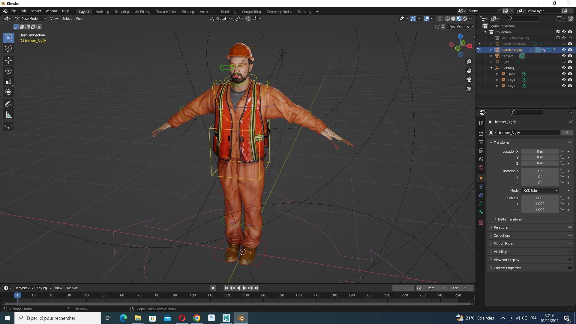 Realistic 3D Construction Worker Character Model Low-poly 3D model_13