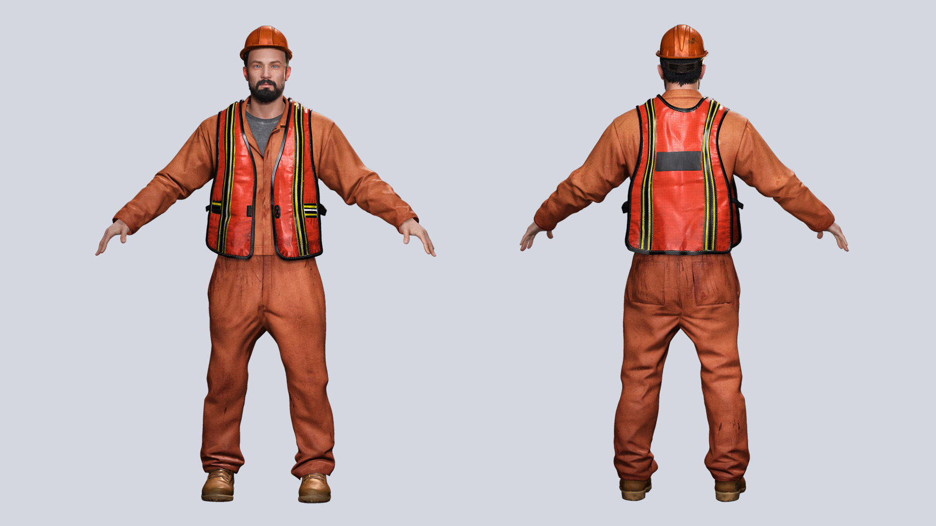 Realistic 3D Construction Worker Character Model Low-poly 3D model_1