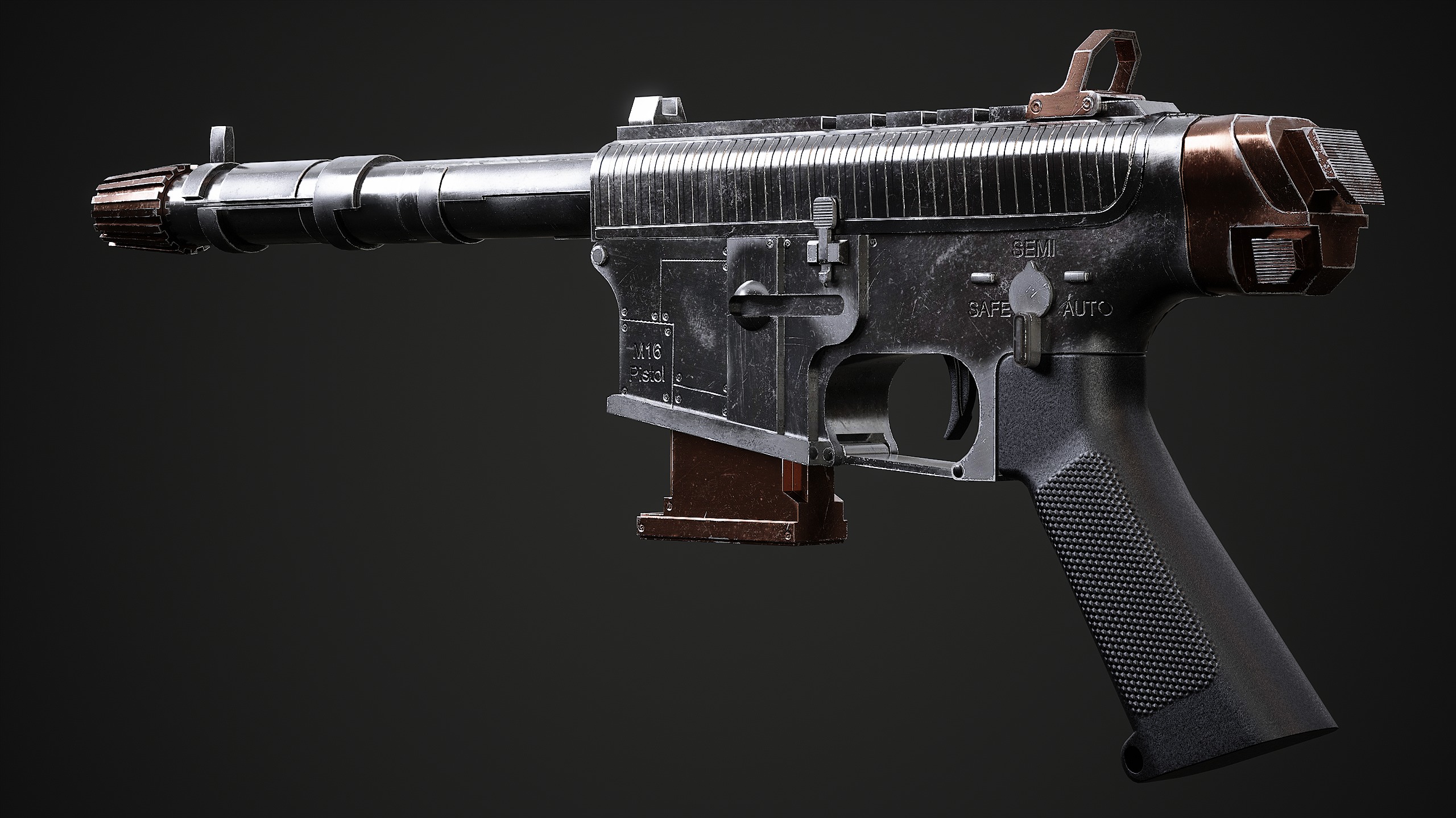 Convertable Guns M16 Low-poly 3D model_8