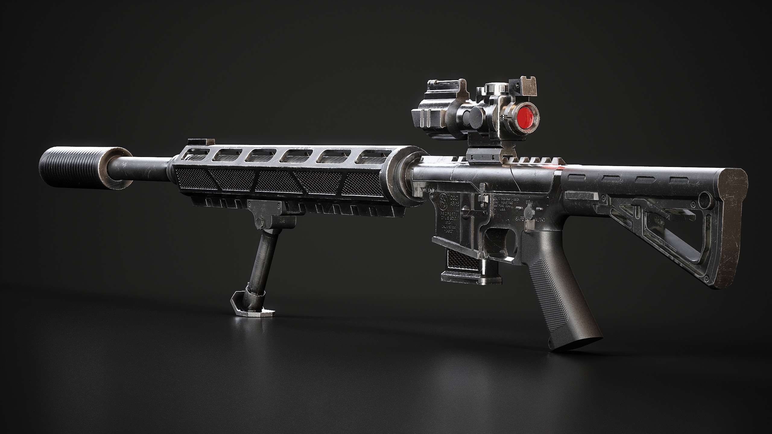 Convertable Guns M16 Low-poly 3D model_11