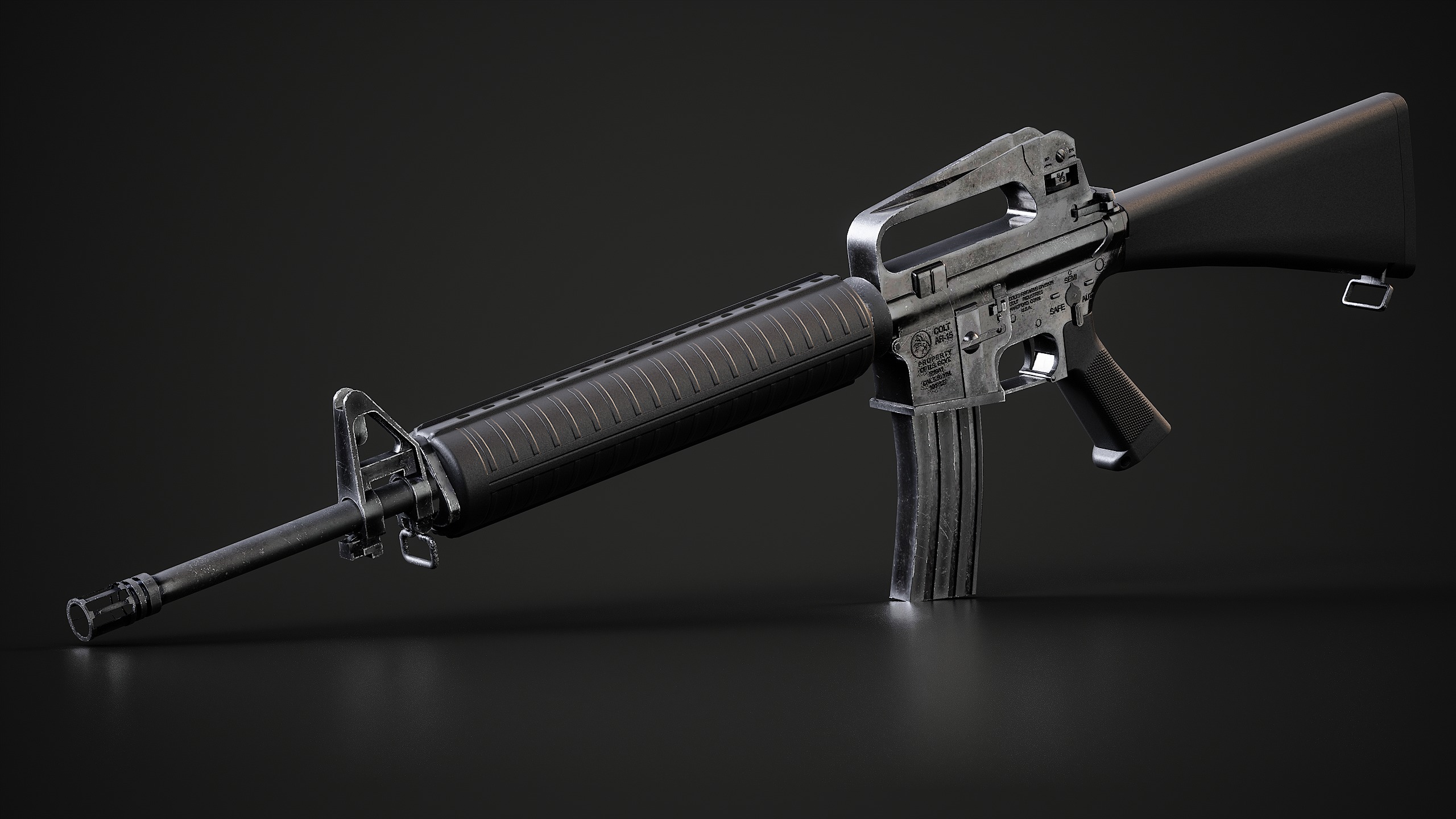 Convertable Guns M16 Low-poly 3D model_15