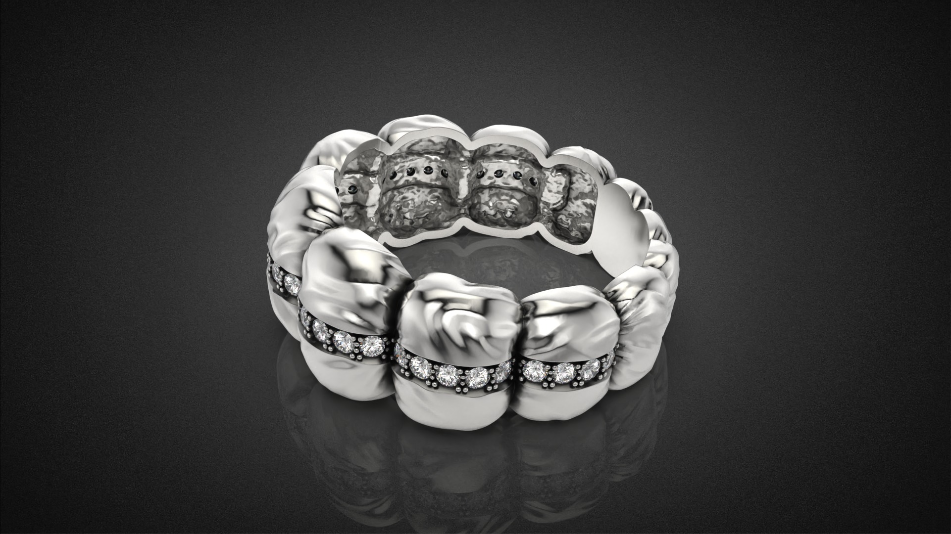 Diamond Down Jacket ring R53 all sizes 3D print model_16