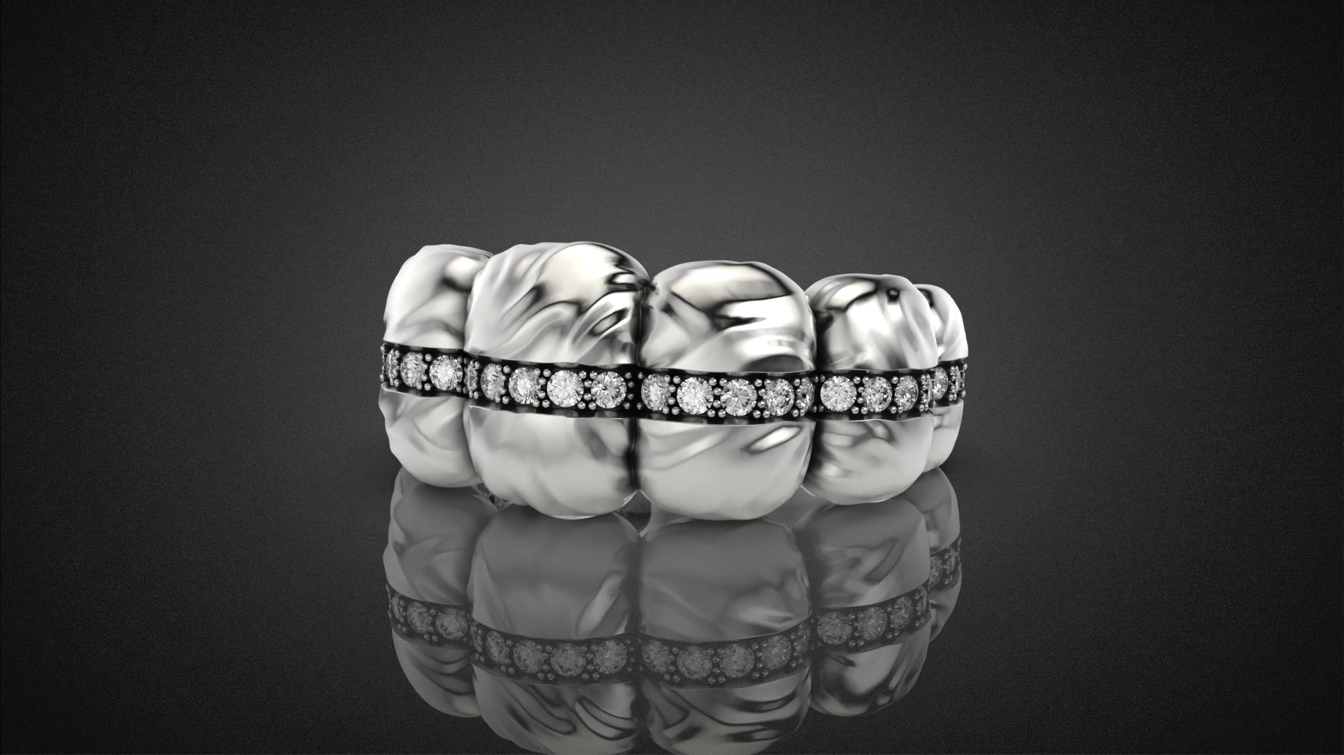 Diamond Down Jacket ring R53 all sizes 3D print model_21