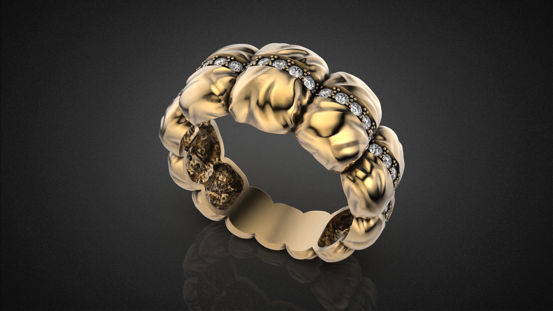 Diamond Down Jacket ring R53 all sizes 3D print model_10