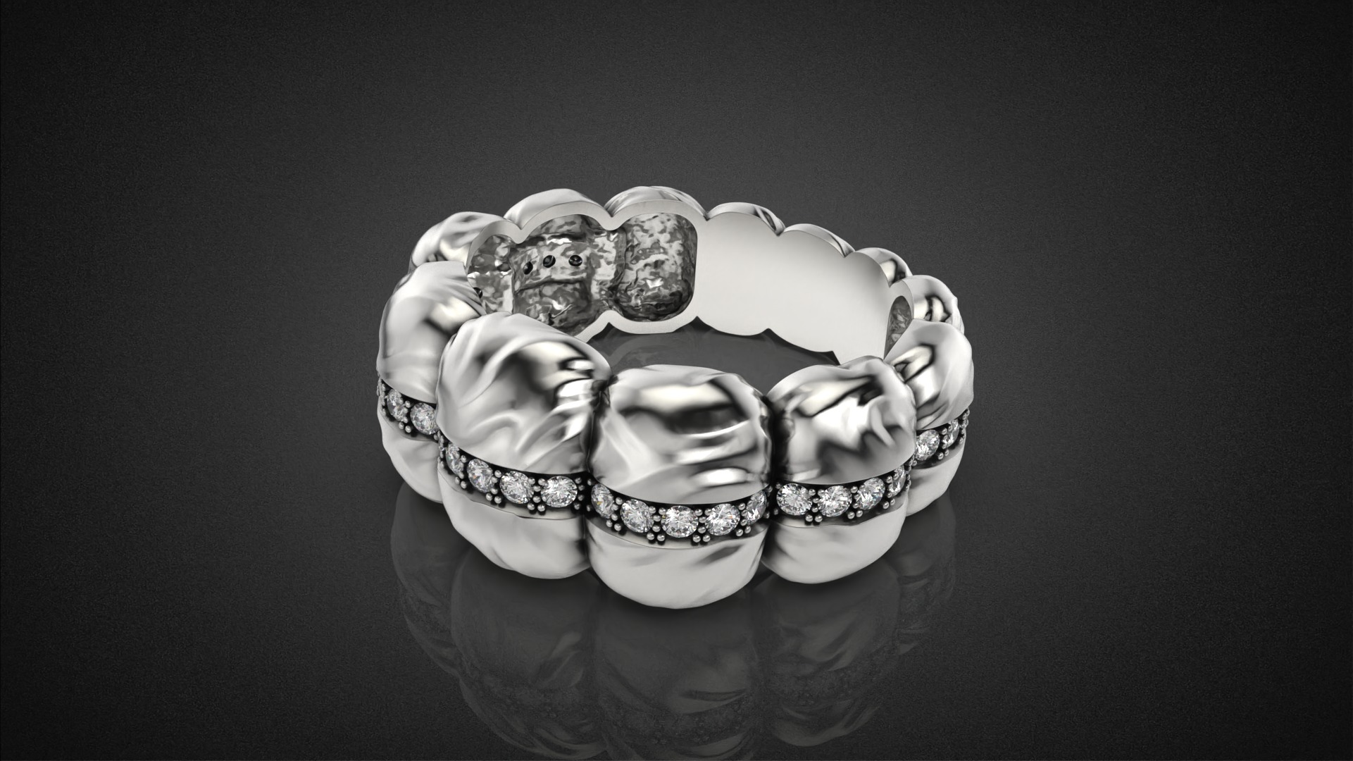 Diamond Down Jacket ring R53 all sizes 3D print model_15