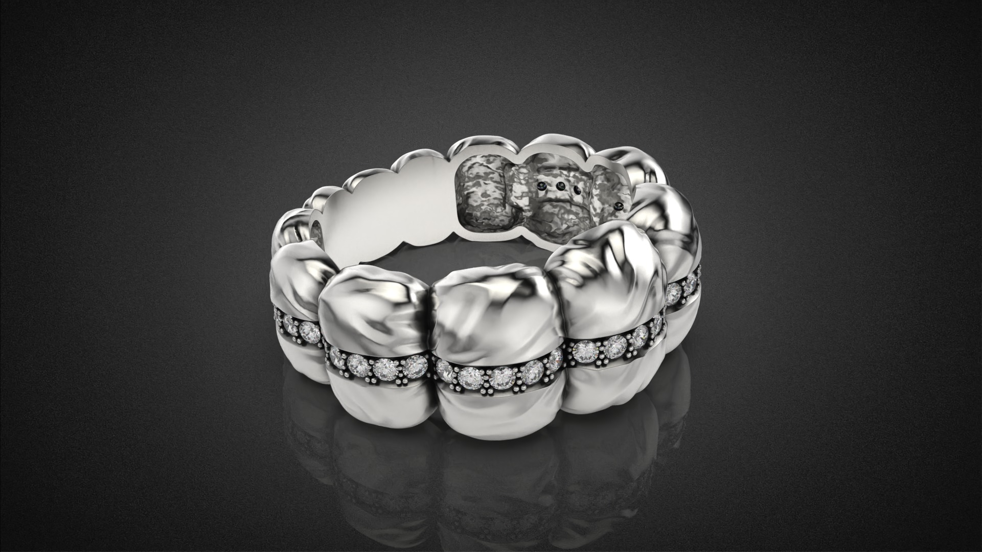 Diamond Down Jacket ring R53 all sizes 3D print model_13