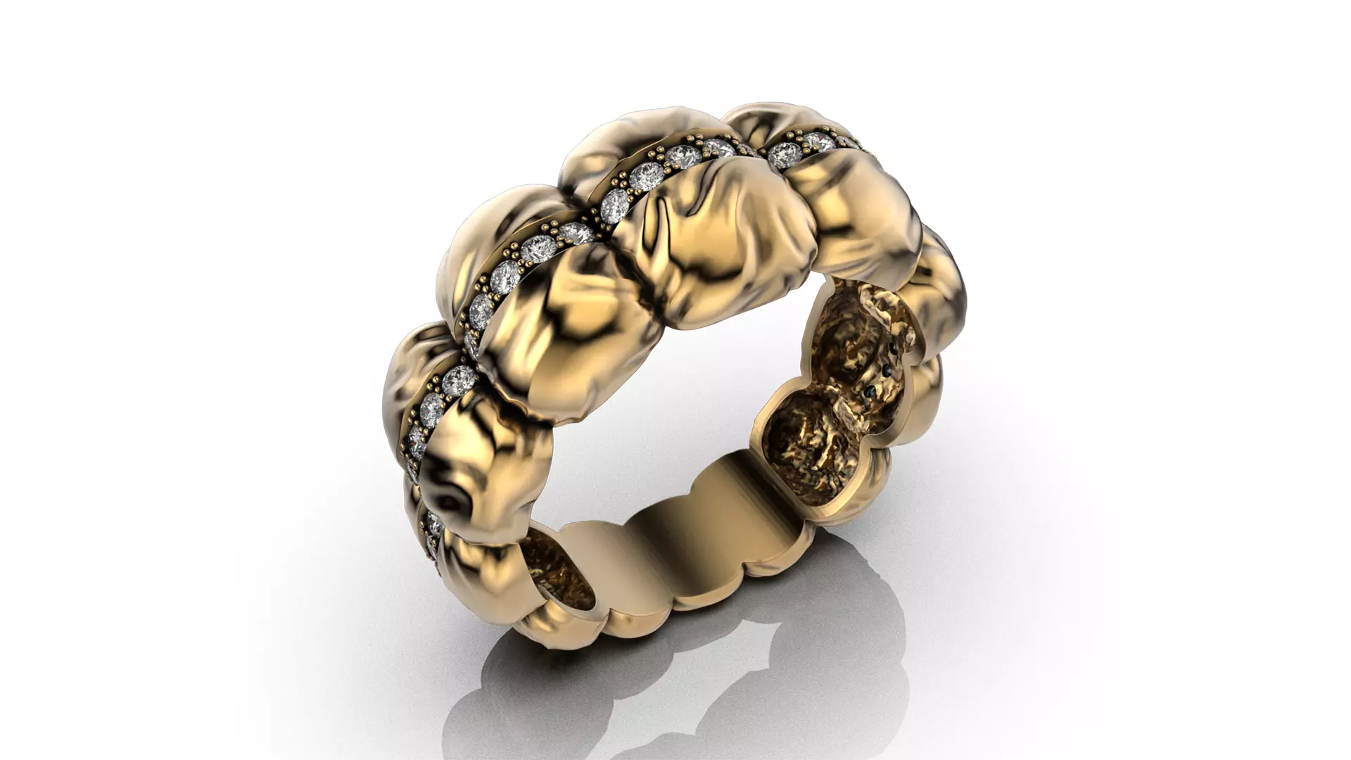 Diamond Down Jacket ring R53 all sizes 3D print model_0