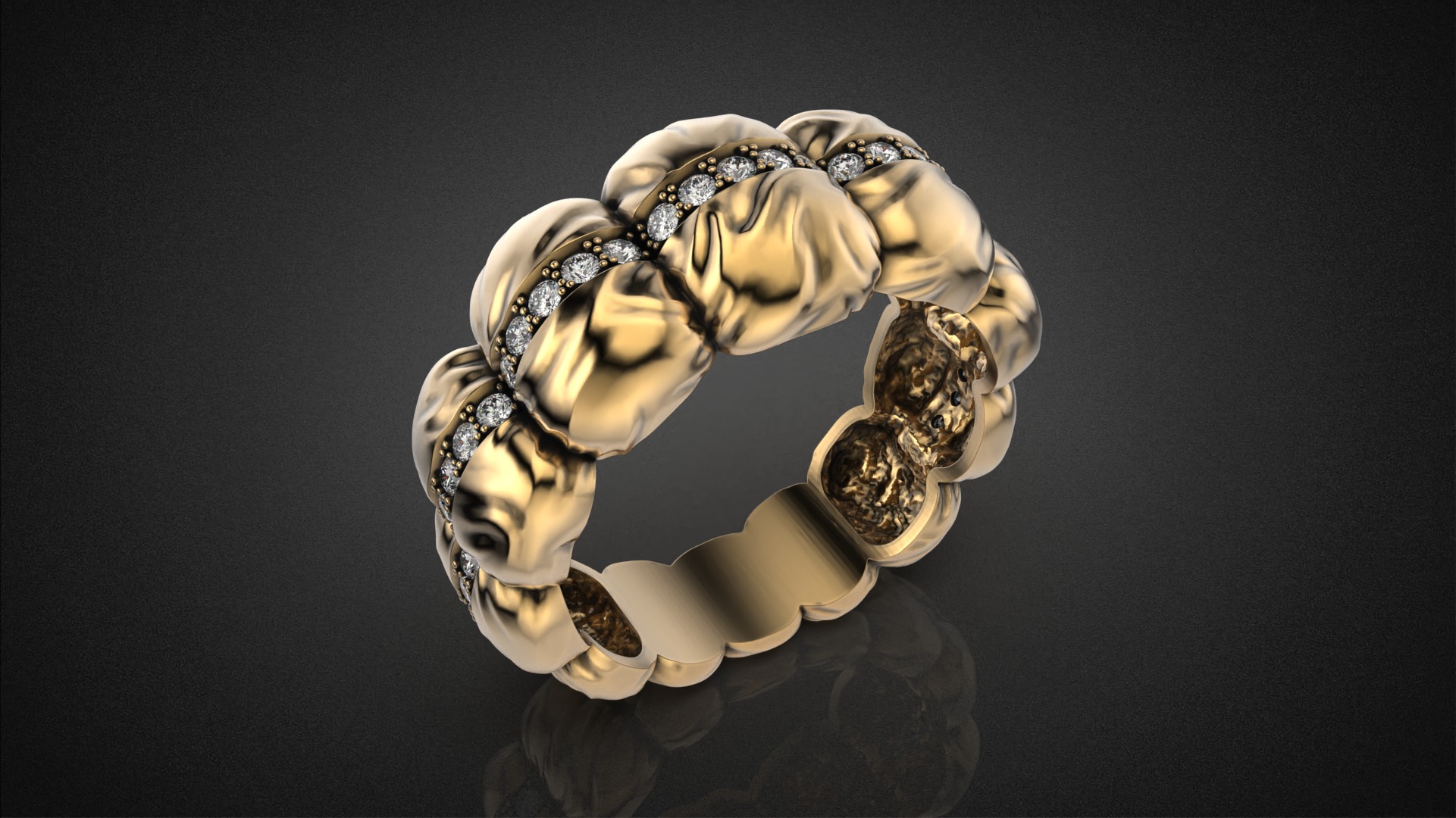 Diamond Down Jacket ring R53 all sizes 3D print model_1