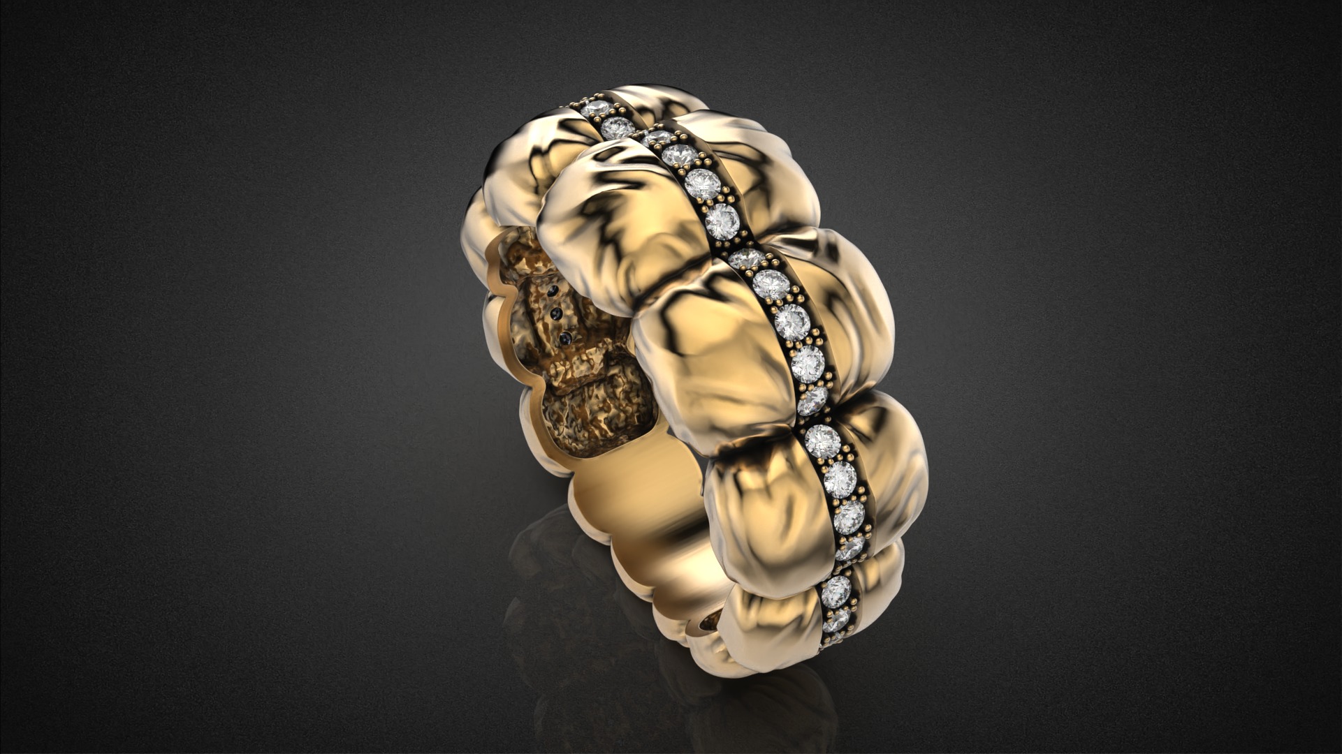 Diamond Down Jacket ring R53 all sizes 3D print model_7