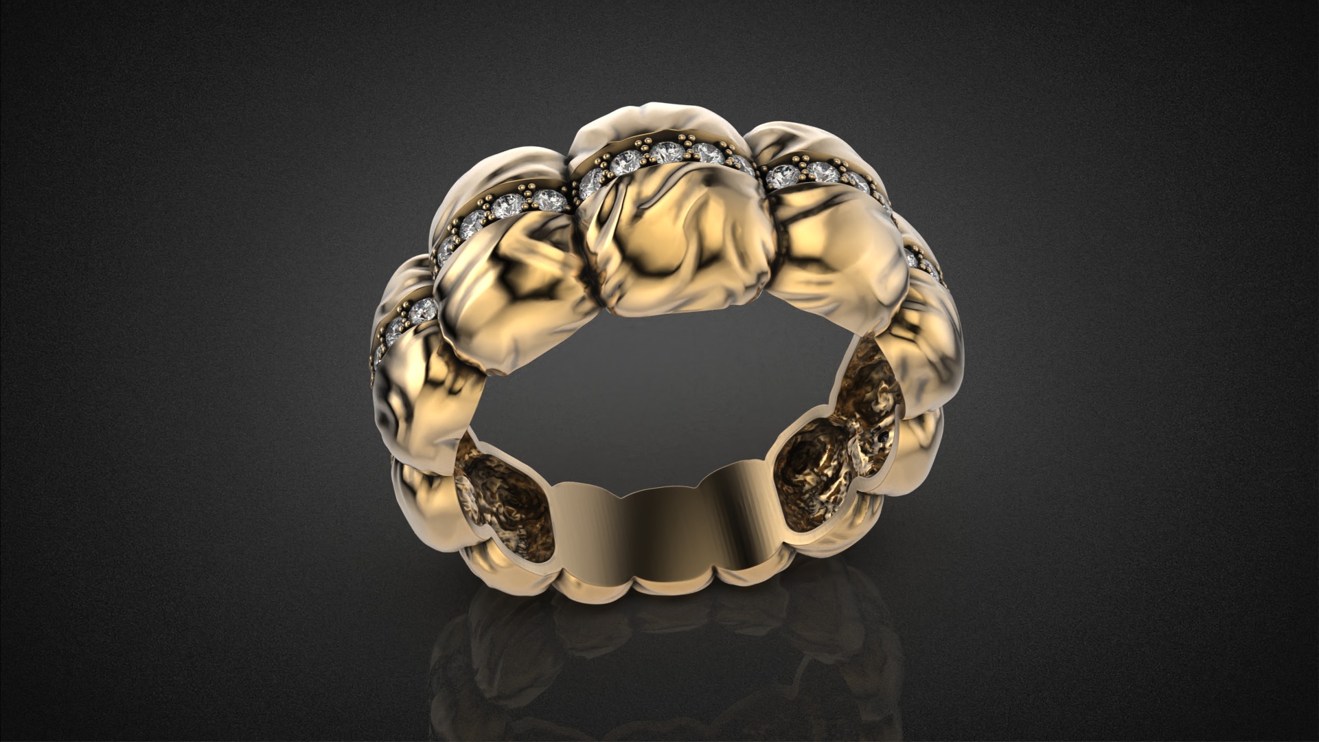 Diamond Down Jacket ring R53 all sizes 3D print model_5