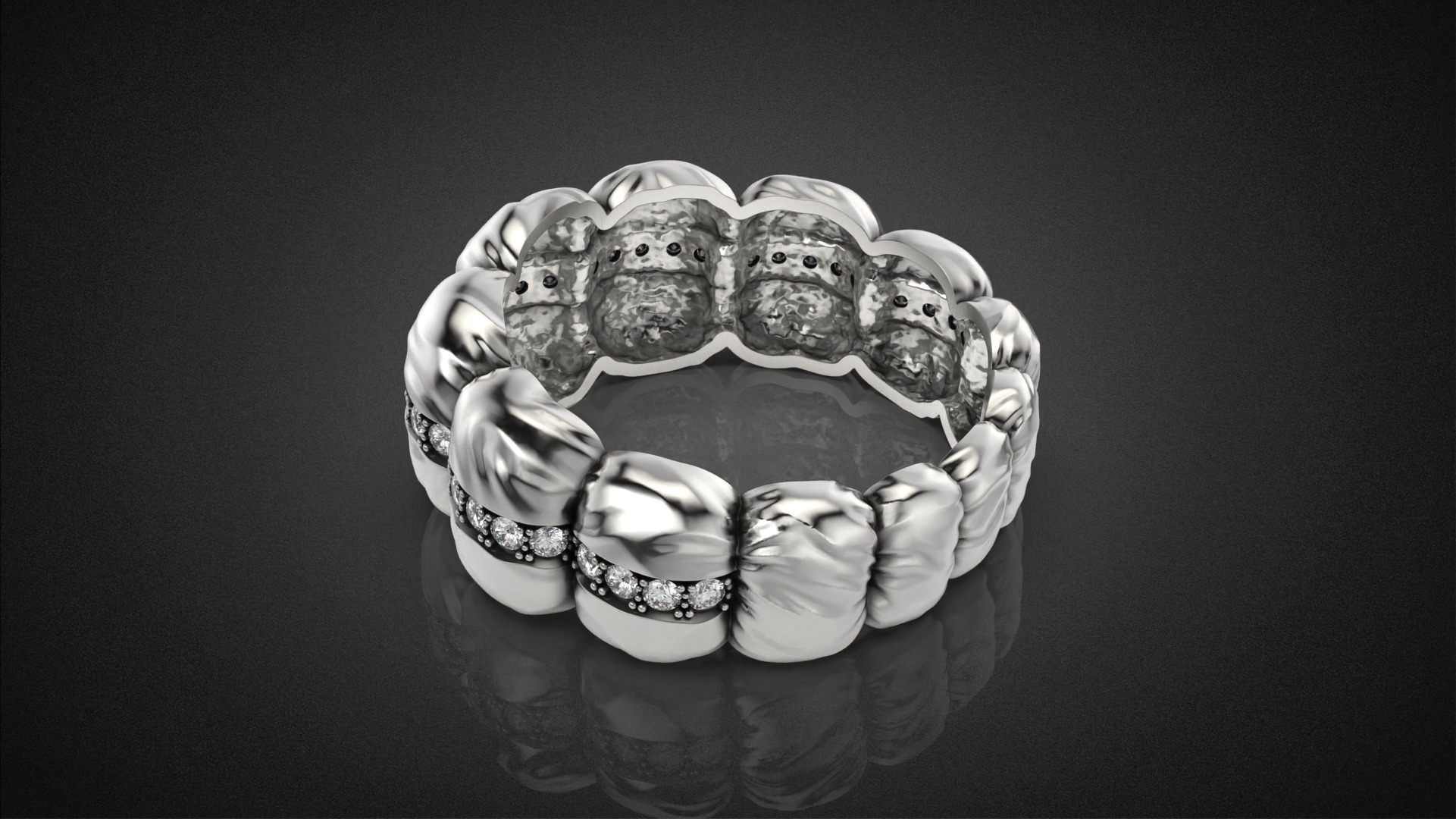 Diamond Down Jacket ring R53 all sizes 3D print model_17