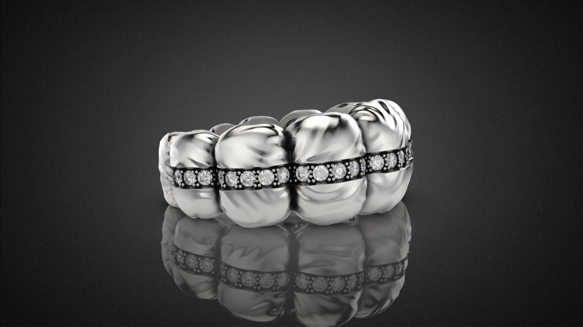 Diamond Down Jacket ring R53 all sizes 3D print model_20