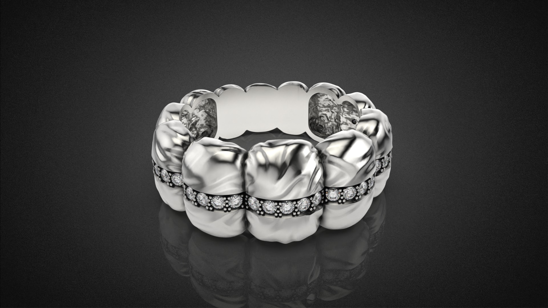 Diamond Down Jacket ring R53 all sizes 3D print model_14