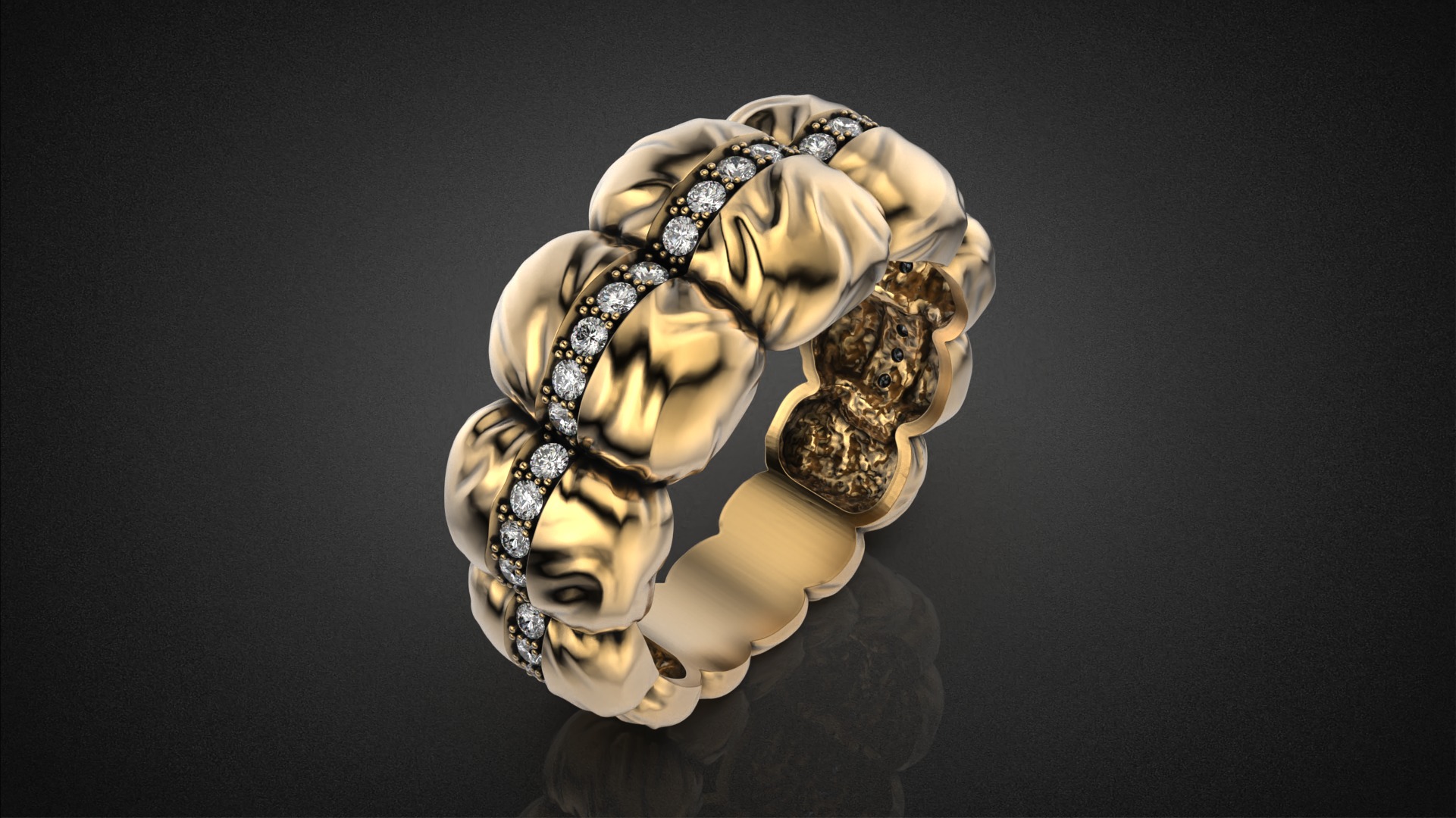 Diamond Down Jacket ring R53 all sizes 3D print model_12