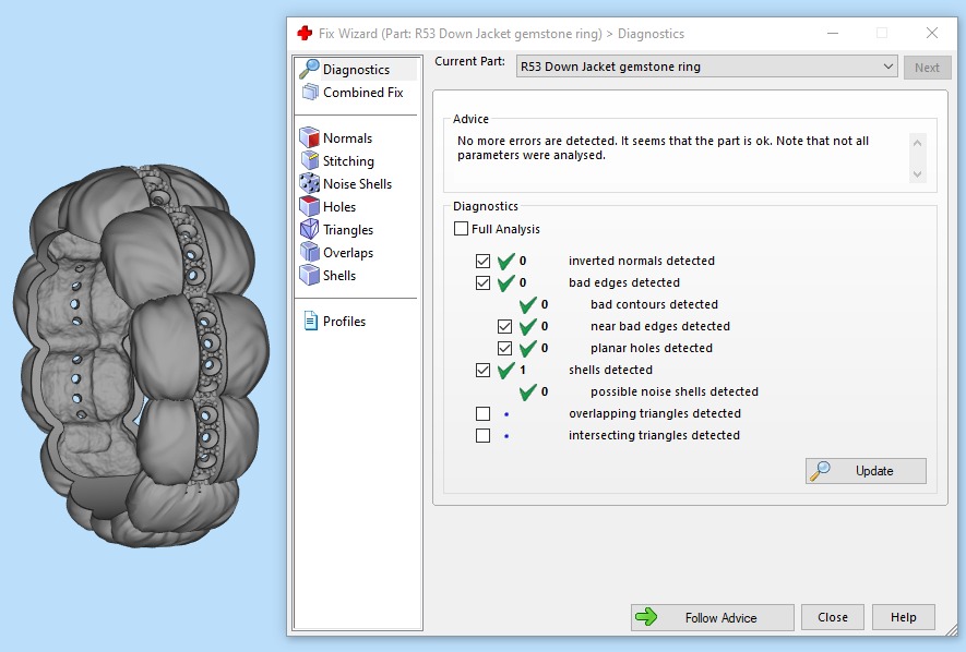 Diamond Down Jacket ring R53 all sizes 3D print model_4