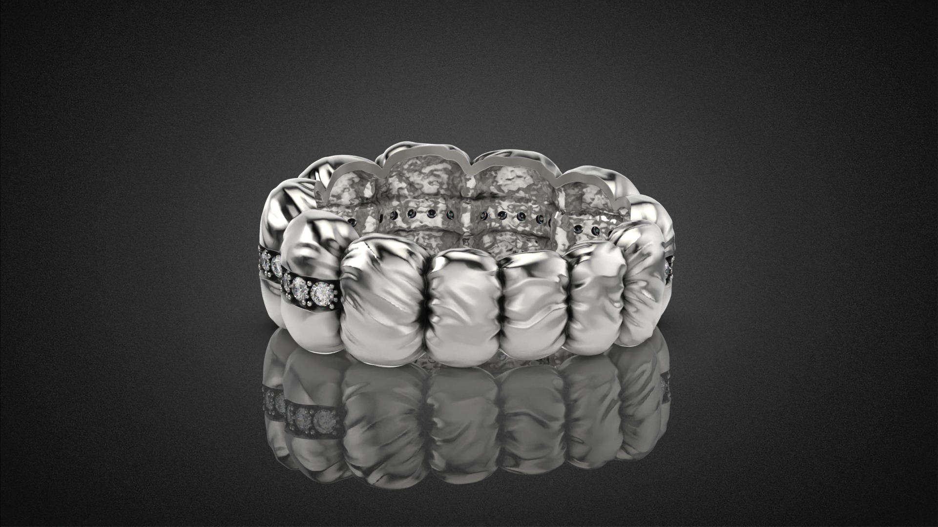 Diamond Down Jacket ring R53 all sizes 3D print model_22